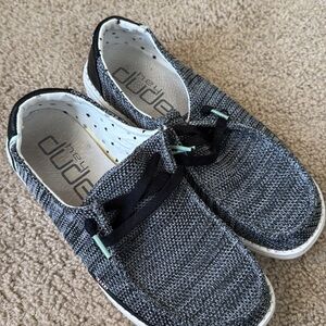 Hey Dude Gray and Black Moccasin Shoes Casual Comfort